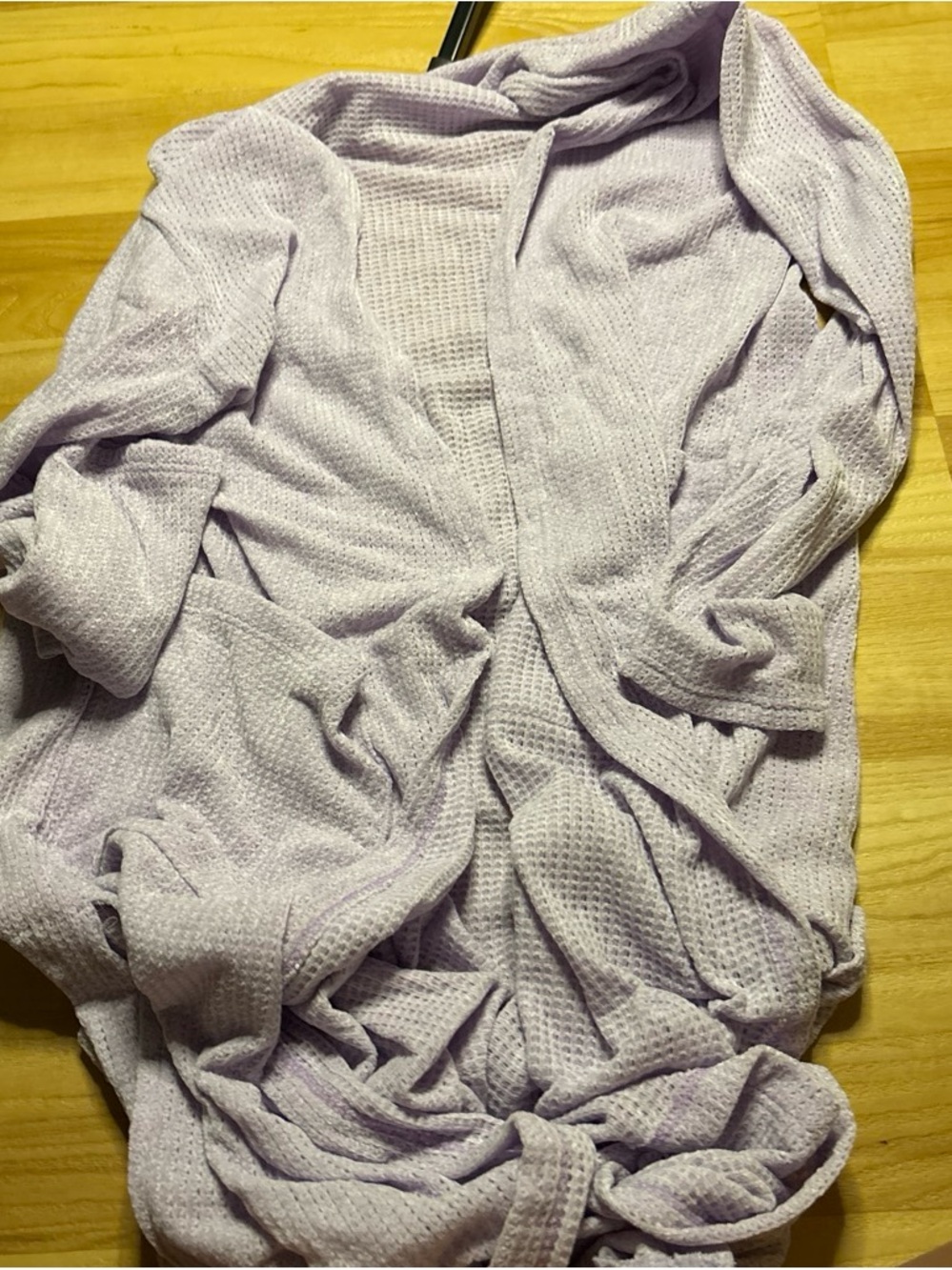 Lavender Open-Front Waffle Knit Cardigan for Women